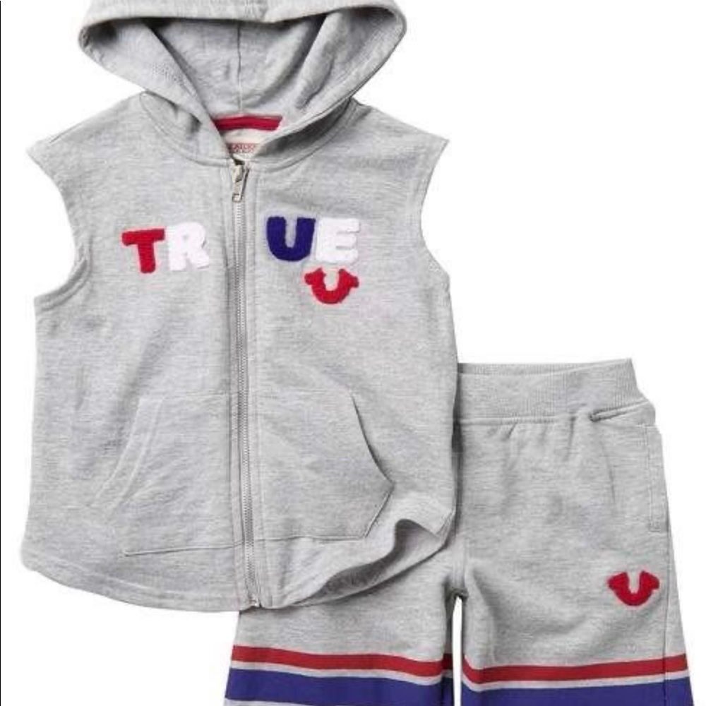 True Religion Kids 2Pc Sleeveless Hoodie Shorts Set